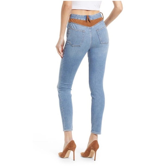 Good American Suede Mixing Skinny Jeans - Picture 2 of 12